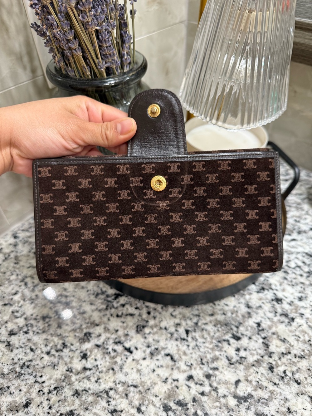 Celine Brown Suede Long Wallet - Picture 3 of 7